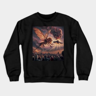 locust with lions head chasing UFO Crewneck Sweatshirt